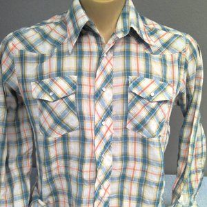 Vintage Bud Berma Western Pearl Snap Shirt Long Sleeve Plaid Men's Medium